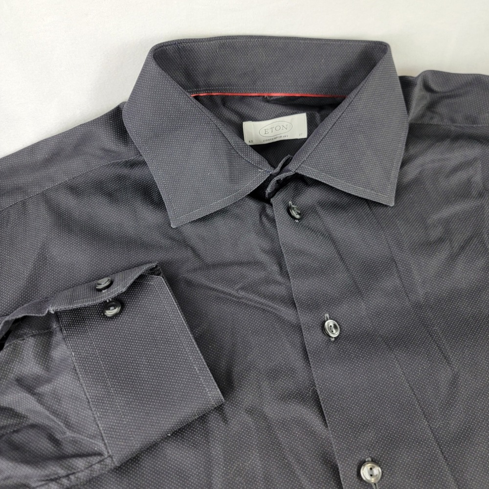 Eton of Sweden Warwick Contemporary Fit Dress Shirt Grey Micro-Dot Mens 17 43